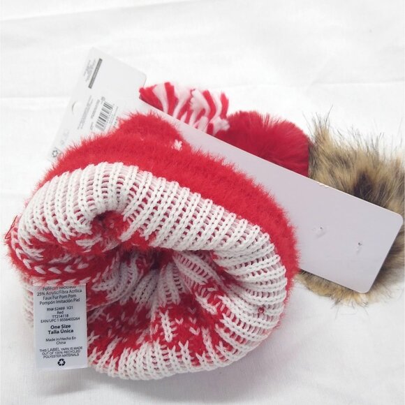 Time and Tru Beanie Pic Your Pom Interchangeable Pompom Faux Fur Accent Snowflak - Picture 5 of 6